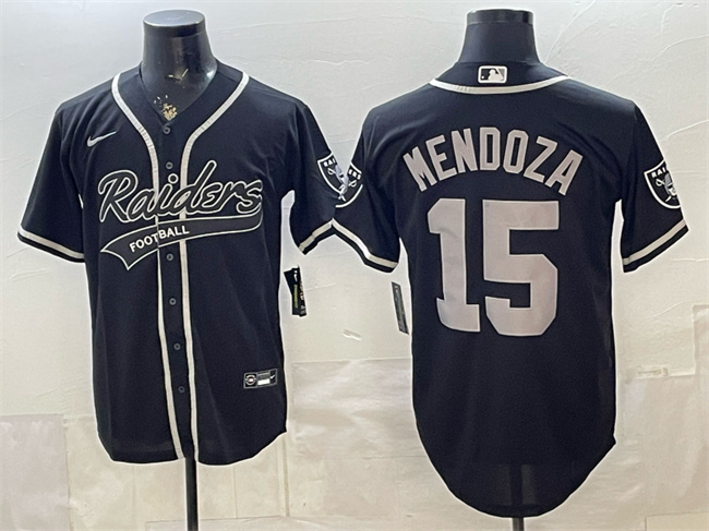 Men's Las Vegas Raiders #15 Fernando Mendoza Black Cool Base Stitched Baseball Jersey